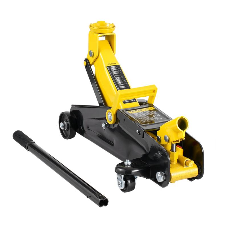 VEVOR Gato Hidráulico de Piso Bajo 2 Ton (4400 lbs) – Gato de Carreras de Hierro Resistente, Bomba de Pistón Único, Rango de Elevación 4.9"-13.2", Amarillo