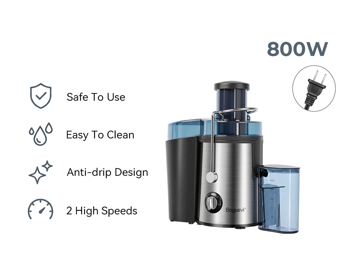 BOYUEVI 800W Juicer Machine with 3&rdquo; Wide Feed Chute, Centrifugal Juice Extractor for Whole Fruits & Vegetables, 30oz Juice Jug, Easy to Clean, BPA-Free &ndash; mothersdaygift