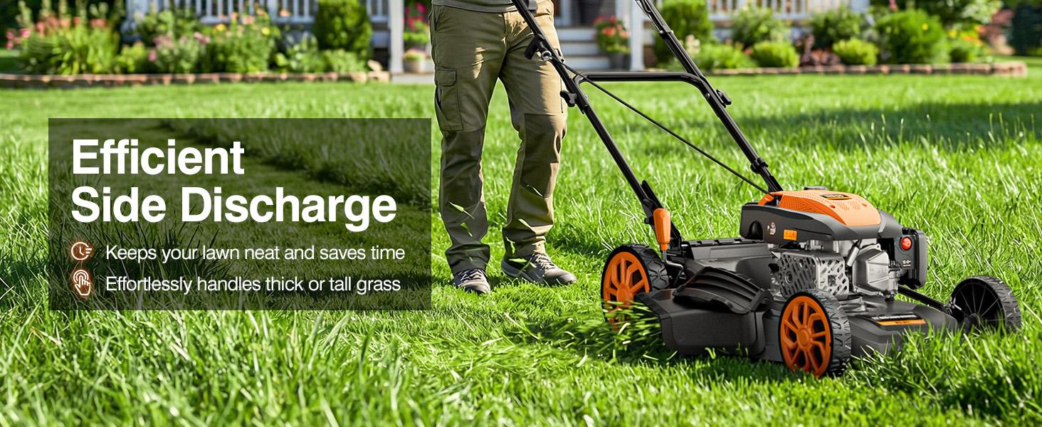 【Father's Day Gift】Efurden 21&rdquo; Self-Propelled Gas Lawn Mower, 170CC 4-in-1 Mulch/Rear Bag/Side Discharge/Rear Discharge, Walk-Behind Lawnmower with 7-Position Cutting Height, Foldable Gas Lawn Mowers for Yard Garden
