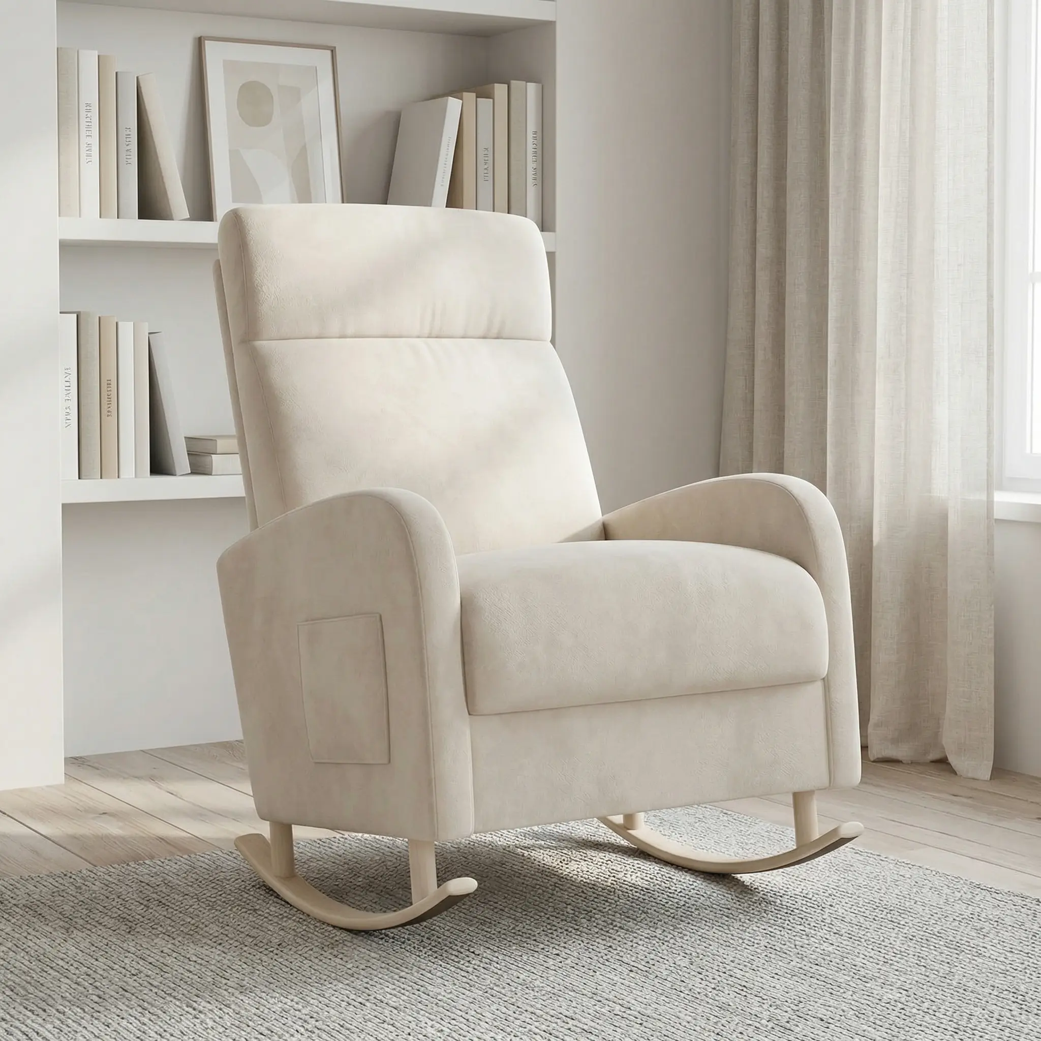 Mecedora ergonómica HIPIHOM: sillón reclinable blanco y mullido