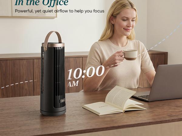 LEVOIT New Arrival Windi Tower Fan, Portable, Up to 20H Runtime, 5 Speeds + Turbo, 0&ndash;90&deg; Oscillation, 20dB Quiet DC Motor, 23 ft/s Airflow, Night Light, Foldable Charging Base, Timer 2/4/8/12H, Cooling Fan, Cordless Fan, SummerWins, DealsForYouDays