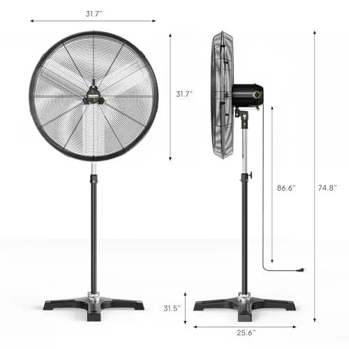 Ventilador de pedestal oscilante de alta resistencia de 30 pulgadas - Negro