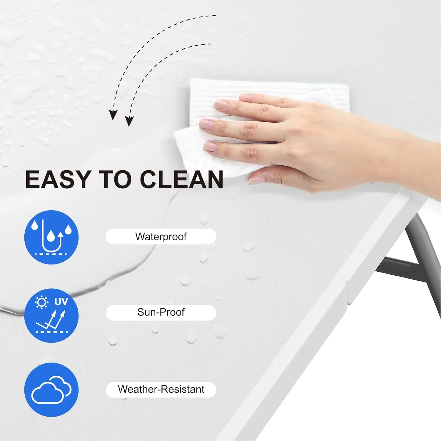 Mesa plegable ligera para exteriores de 1,8 metros (6 pies), mesa de plástico resistente plegable por la mitad con asa de transporte para uso en interiores y picnics.