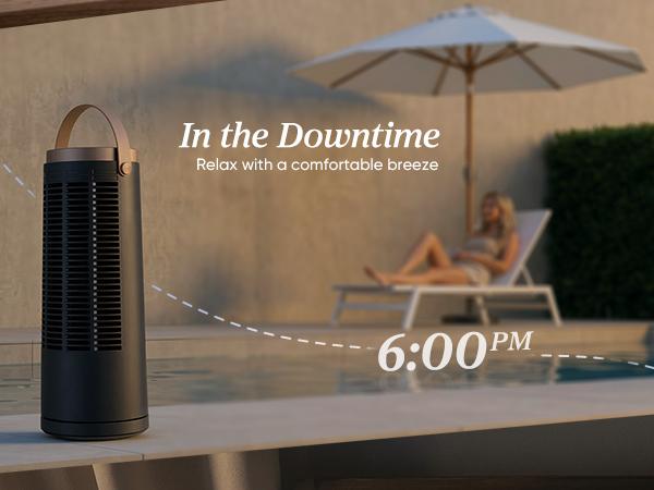 LEVOIT New Arrival Windi Tower Fan, Portable, Up to 20H Runtime, 5 Speeds + Turbo, 0&ndash;90&deg; Oscillation, 20dB Quiet DC Motor, 23 ft/s Airflow, Night Light, Foldable Charging Base, Timer 2/4/8/12H, Cooling Fan, Cordless Fan, SummerWins, DealsForYouDays