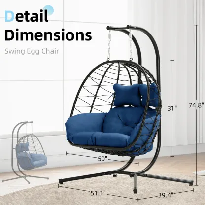 Sillón colgante doble tipo huevo con soporte - Capacidad de 700 libras