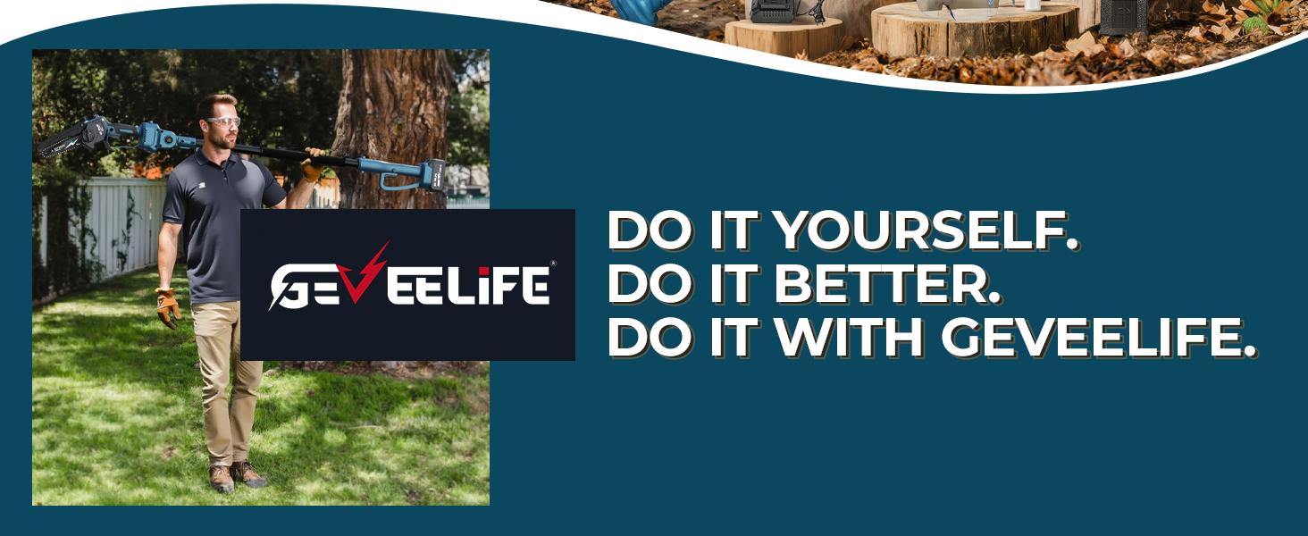 Fathersdaygift,GEVEELIFE 2-in-1 Electric Pole Saw, ChainSaw, Portable Electric Cordless Saw for Wood Cutting,2 Batteries ,Pruning, Gardening, Camping - Suitable for Seniors, Women Holiday gifts【summervibes】,Gift ideas for Dad