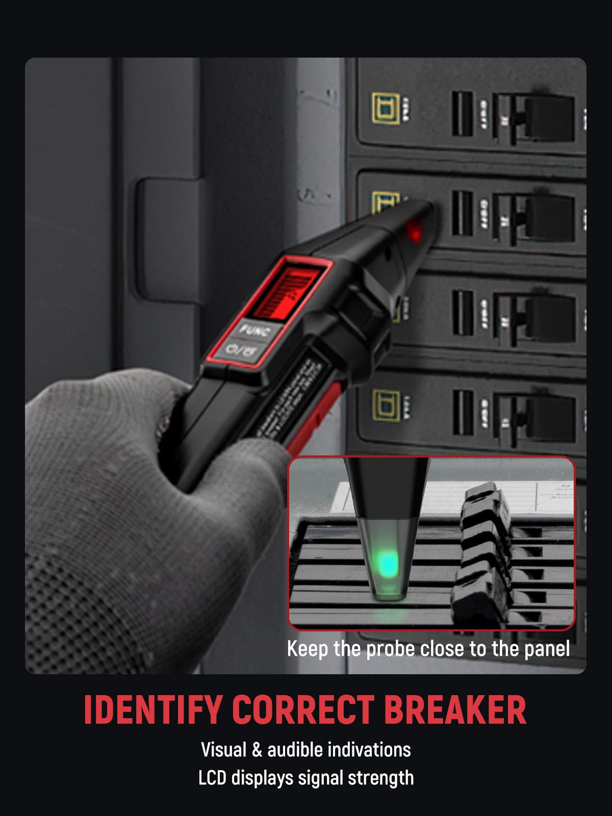 KAIWEETS AC Circuit Breaker Finder Tool with Alert LCD Display, 2-Piece Set Electric Tester and Voltage Tester with Transmitter and Receiver, NCV Function & Flashlight, Non-Contact Cable Tester and Integrated GFCI Outlet Tester, Tool Kit fathersdaygift
