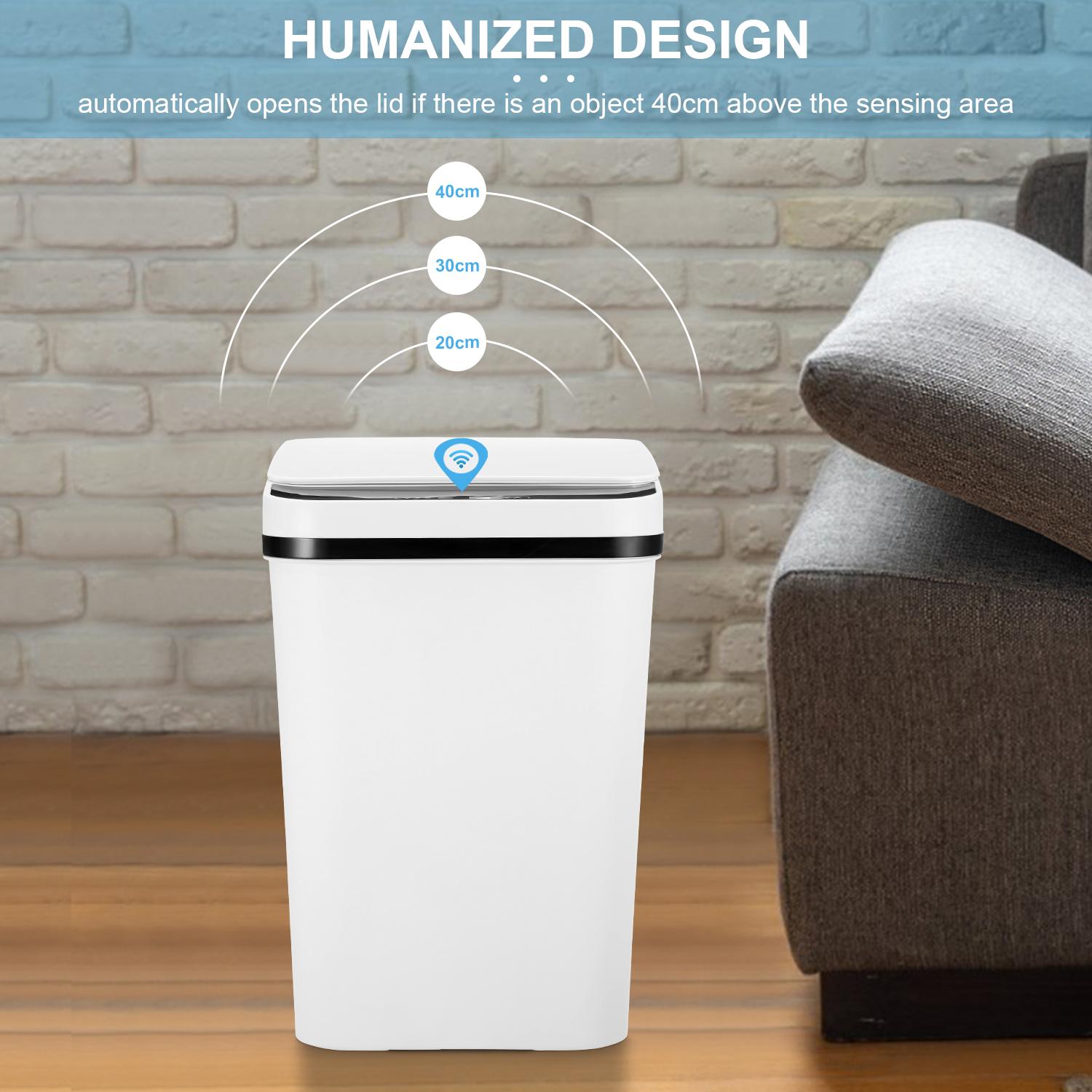 12L ABS Automatic Trash Bin, Touchless Motion Sensor Smart Garbage Can (23.5cm*15.5cm*30cm) for Kitchen, Bedroom, Home Household Use summerwins,summerwins