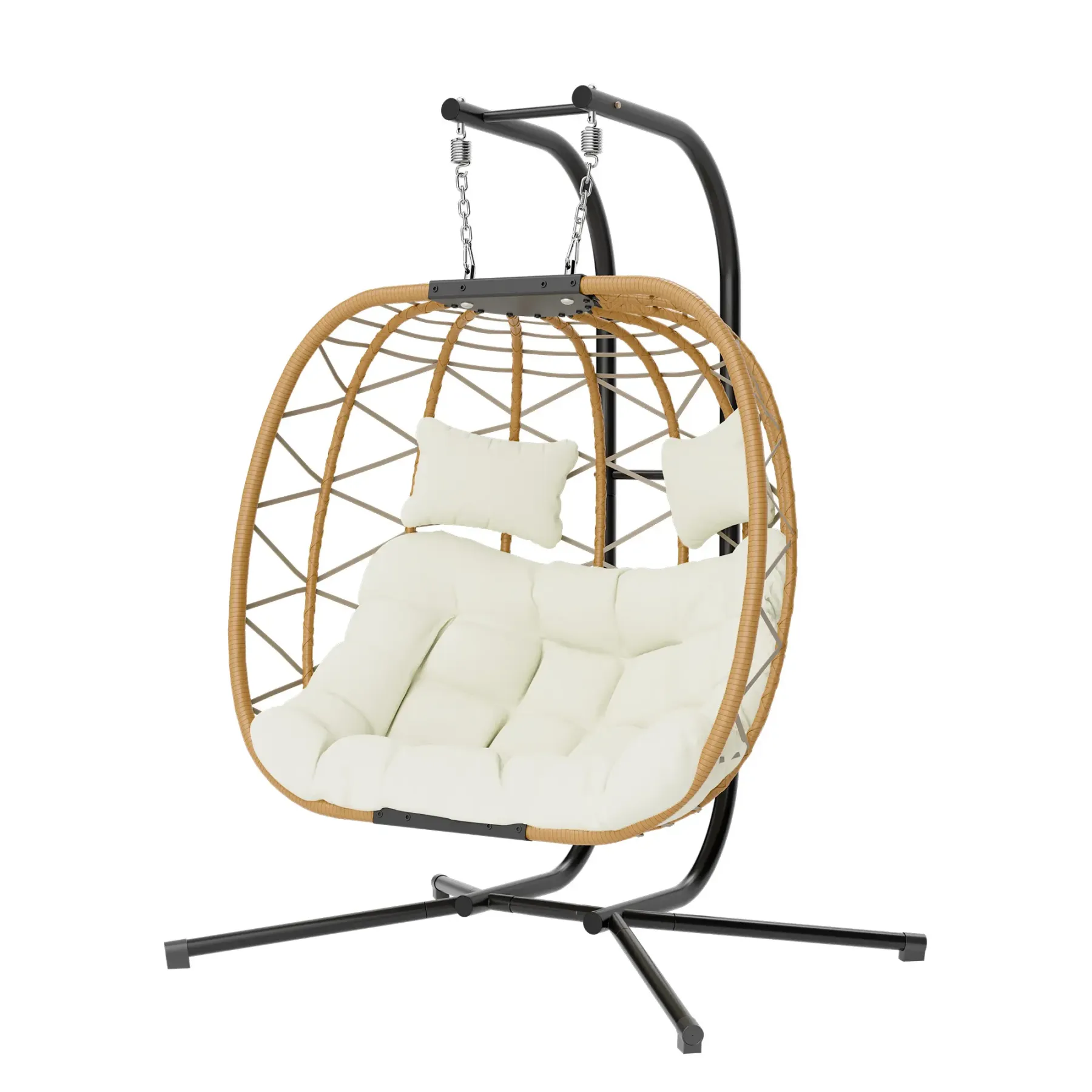Sillón colgante doble tipo huevo con soporte - Capacidad de 700 libras