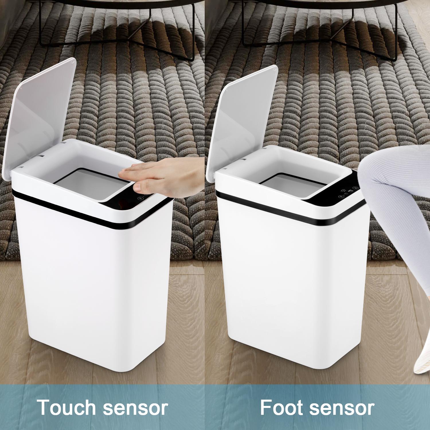 12L ABS Automatic Trash Bin, Touchless Motion Sensor Smart Garbage Can (23.5cm*15.5cm*30cm) for Kitchen, Bedroom, Home Household Use summerwins,summerwins