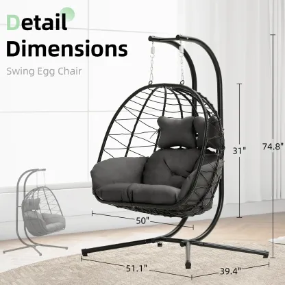 Sillón colgante doble tipo huevo con soporte - Capacidad de 700 libras