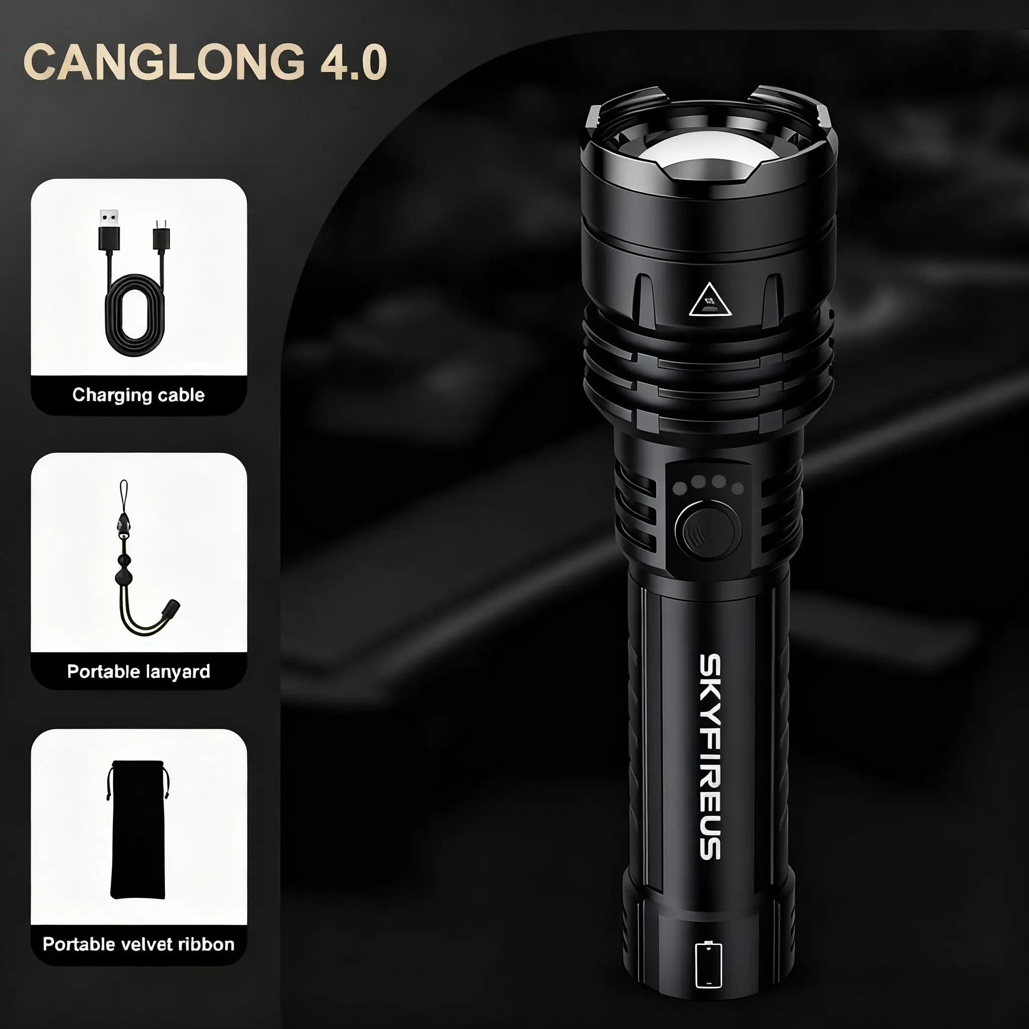 Linterna LED SKYFIRE 1376: Linterna recargable de alta luminosidad