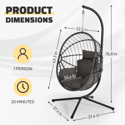 Sillón colgante doble tipo huevo con soporte - Capacidad de 700 libras
