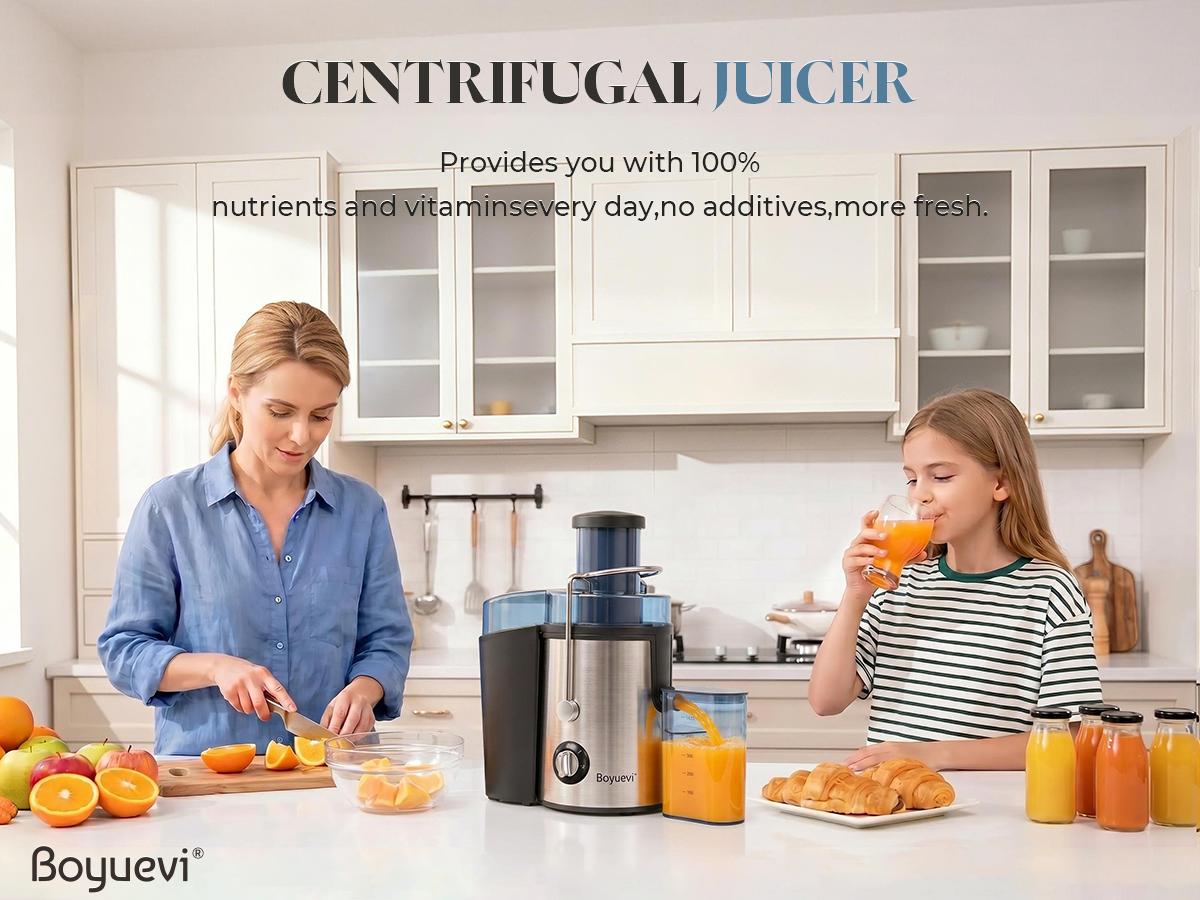BOYUEVI 800W Juicer Machine with 3&rdquo; Wide Feed Chute, Centrifugal Juice Extractor for Whole Fruits & Vegetables, 30oz Juice Jug, Easy to Clean, BPA-Free &ndash; mothersdaygift
