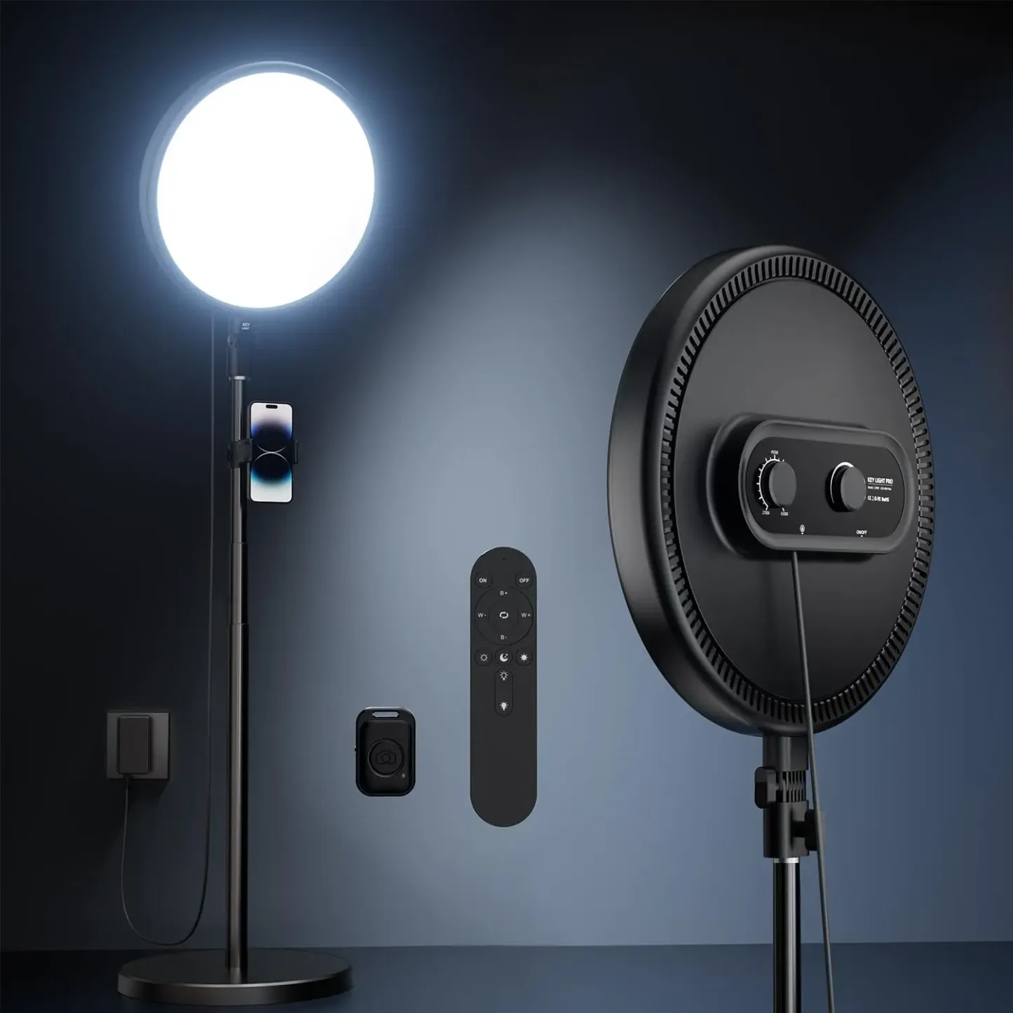 Aro de luz grande con soporte para transmisiones en vivo y fotografía