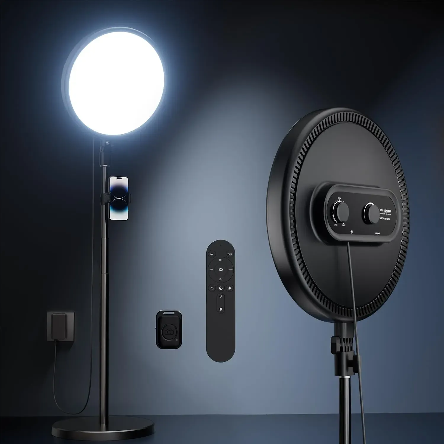 Aro de luz grande con soporte para transmisiones en vivo y fotografía