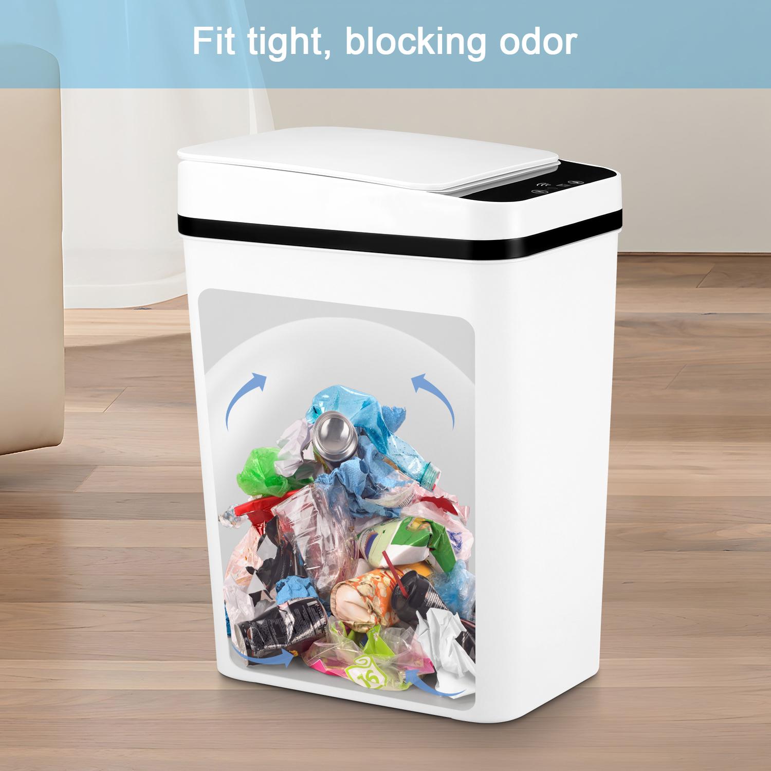 12L ABS Automatic Trash Bin, Touchless Motion Sensor Smart Garbage Can (23.5cm*15.5cm*30cm) for Kitchen, Bedroom, Home Household Use summerwins,summerwins
