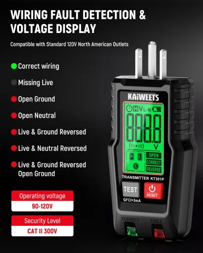 Juego de herramientas KAIWEETS para localizar disyuntores de CA con pantalla LCD