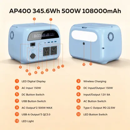 Estación de energía portátil CTOLITY AP400 de 500 W - Generador solar