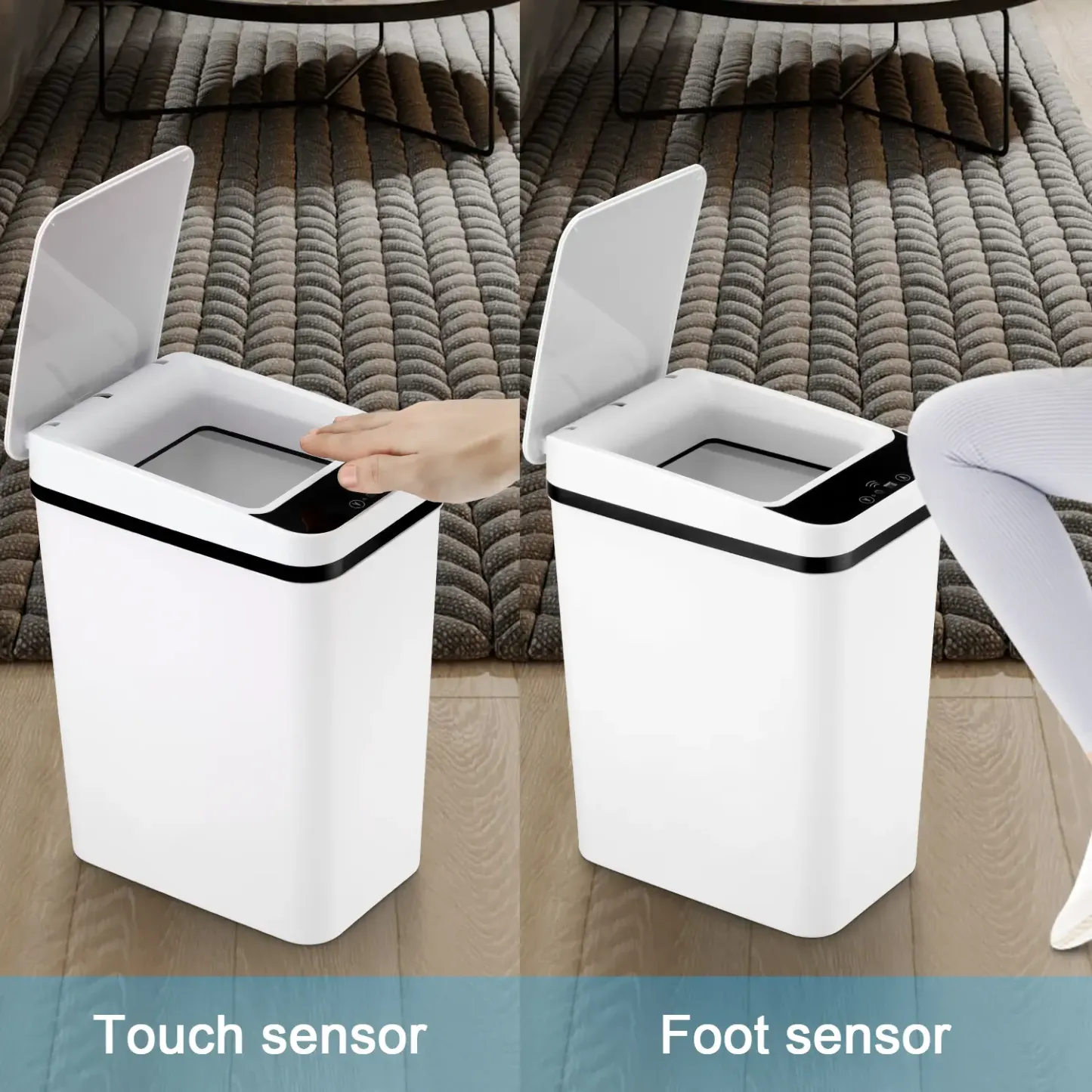 Cubo de basura automático sin contacto de 12 L: Papelera inteligente con sensor de movimiento