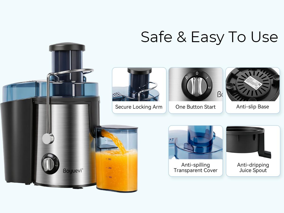 BOYUEVI 800W Juicer Machine with 3&rdquo; Wide Feed Chute, Centrifugal Juice Extractor for Whole Fruits & Vegetables, 30oz Juice Jug, Easy to Clean, BPA-Free &ndash; mothersdaygift