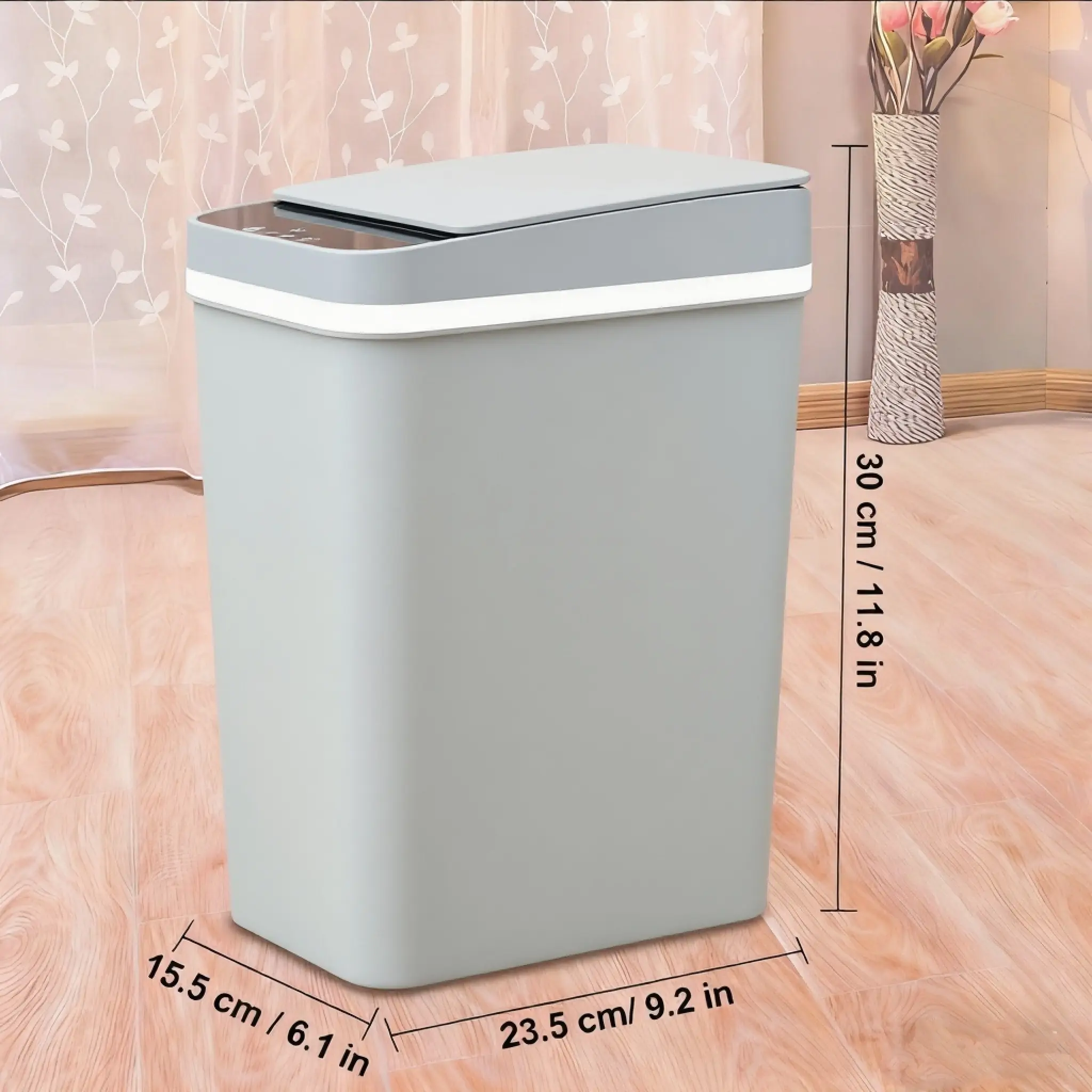Cubo de basura automático sin contacto de 12 L: Papelera inteligente con sensor de movimiento
