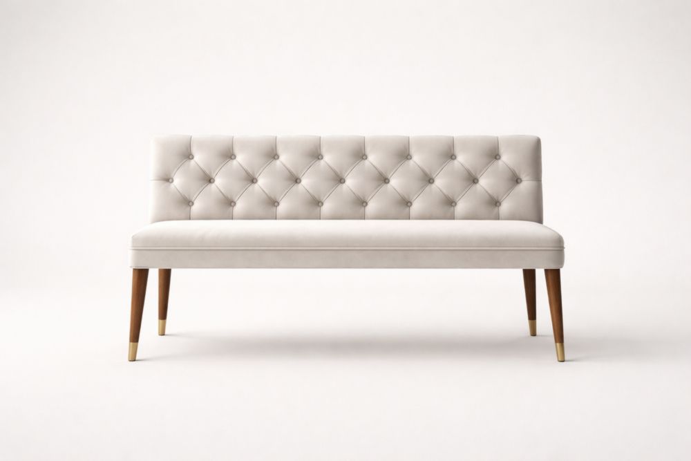 Esszimmerbank Mikrofaserbezug Massivholzbeine Beige