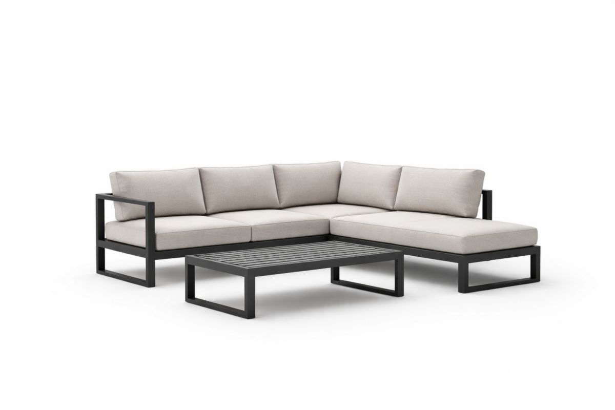 Aluminium Ecksofa Set mit Polyestergewebe Beige