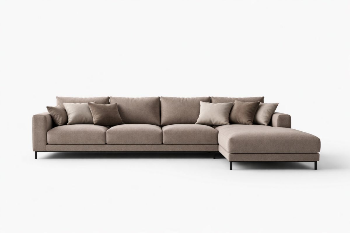 Ecksofa Stoff Braun mit Polyestergewebe