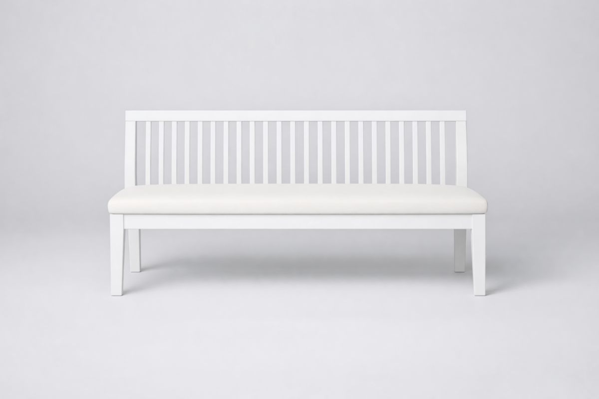Weiße Esszimmerbank aus Kiefernholz mit Polsterung