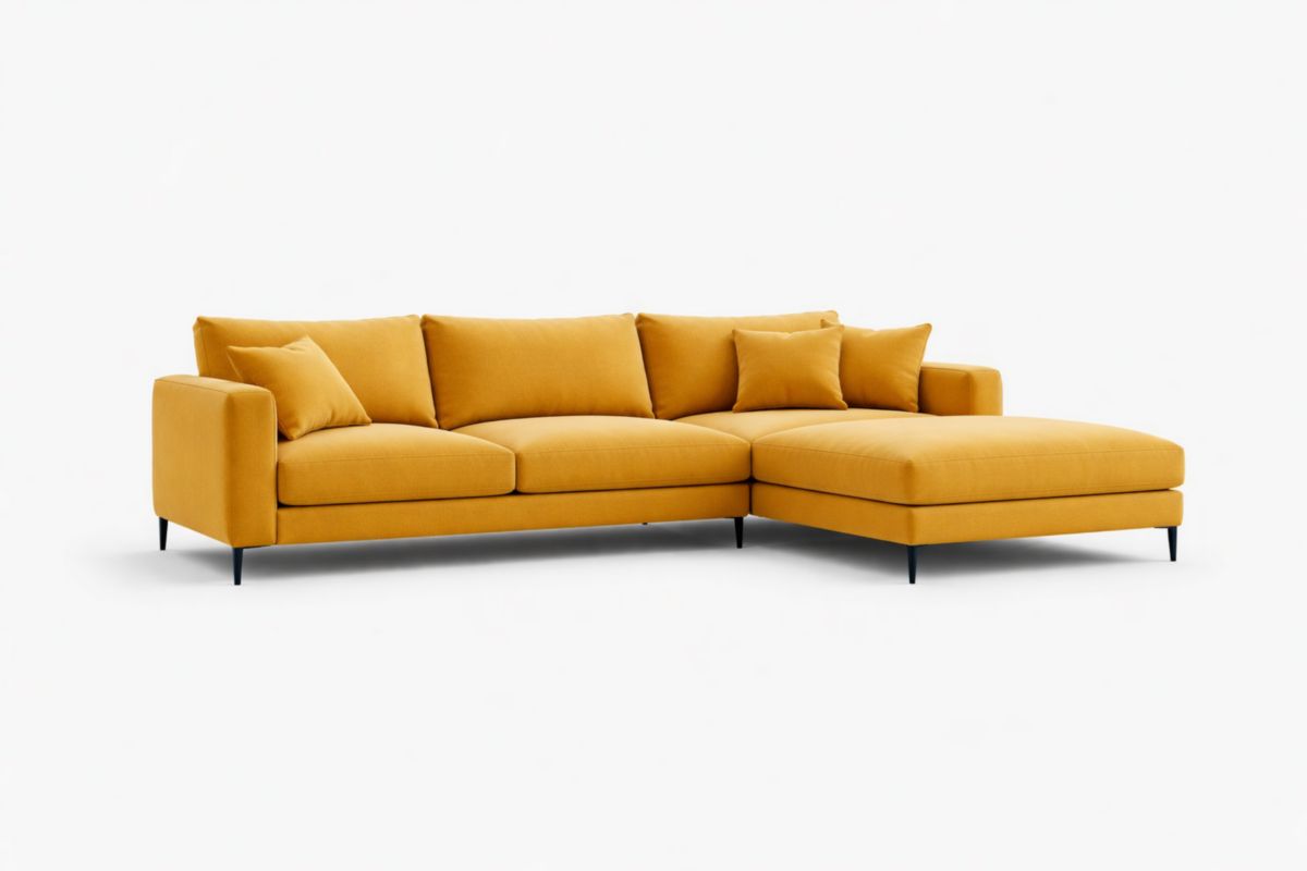 Ecksofa Stoff Senfgelb L-Form