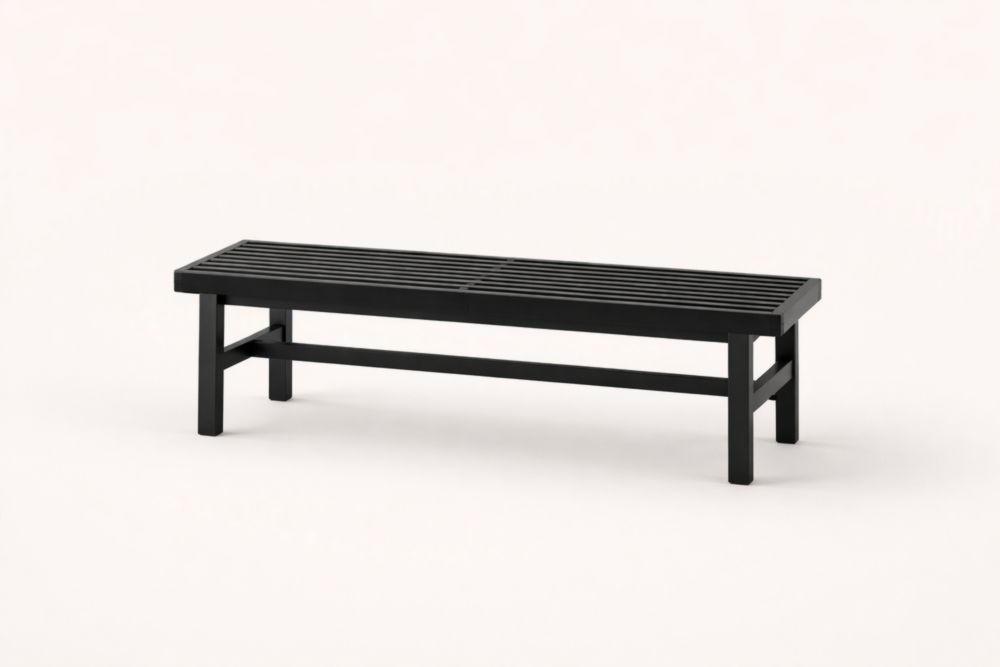 Esszimmerbänke aus Massivholz Lattenform 120x35x45 cm Schwarz