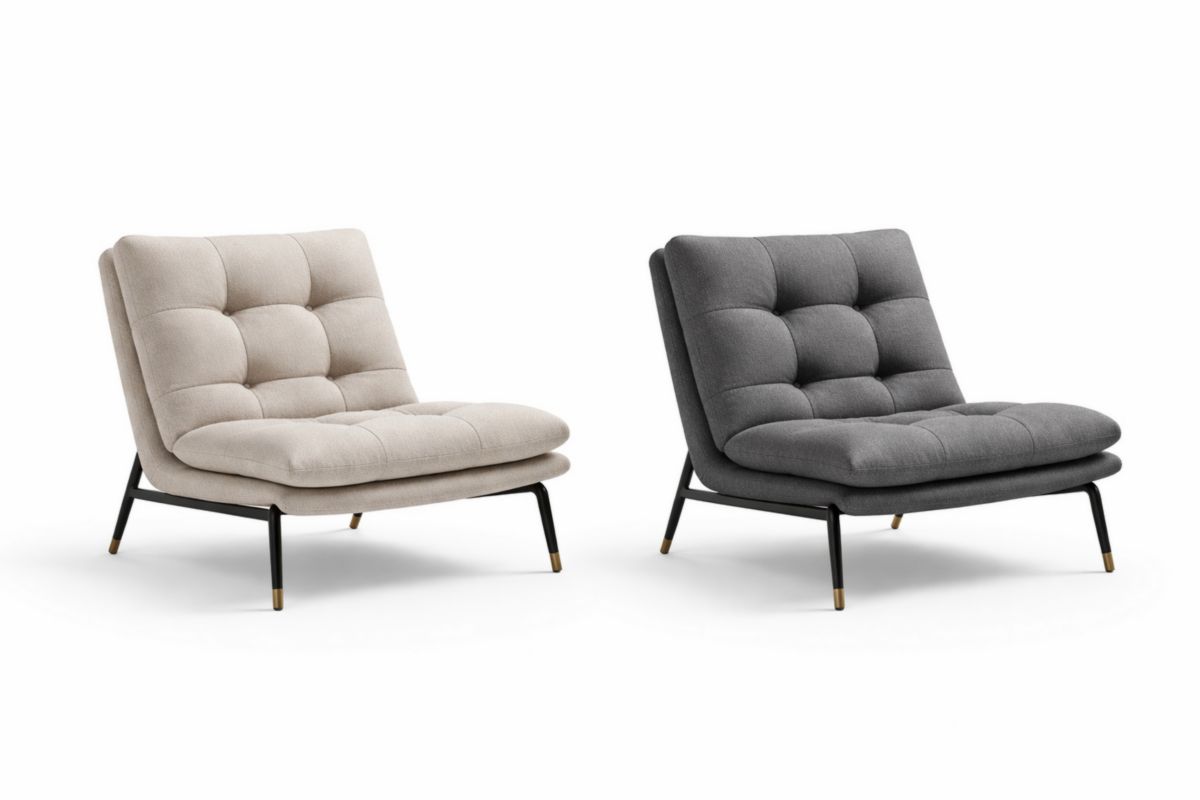 Stoffsessel-Set Beige/Grau mit Metallbeinen 80x75x85 cm