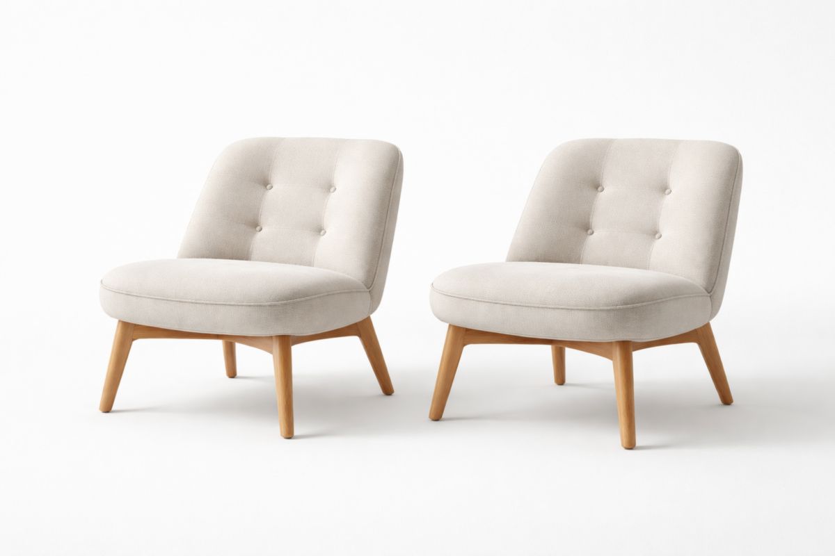 Set aus 2 Polstersesseln Beige mit Holzrahmen