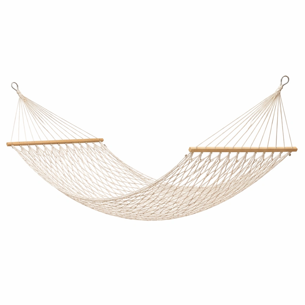 Hängematte Baumwolle Natur mit Holzstreben-DECORELEVATIA