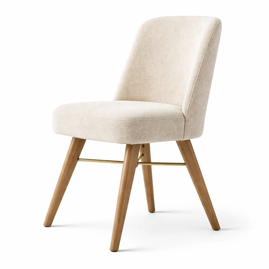 Essstuhl Eichenholz und Polyestergewebe Creme-DECORELEVATIA