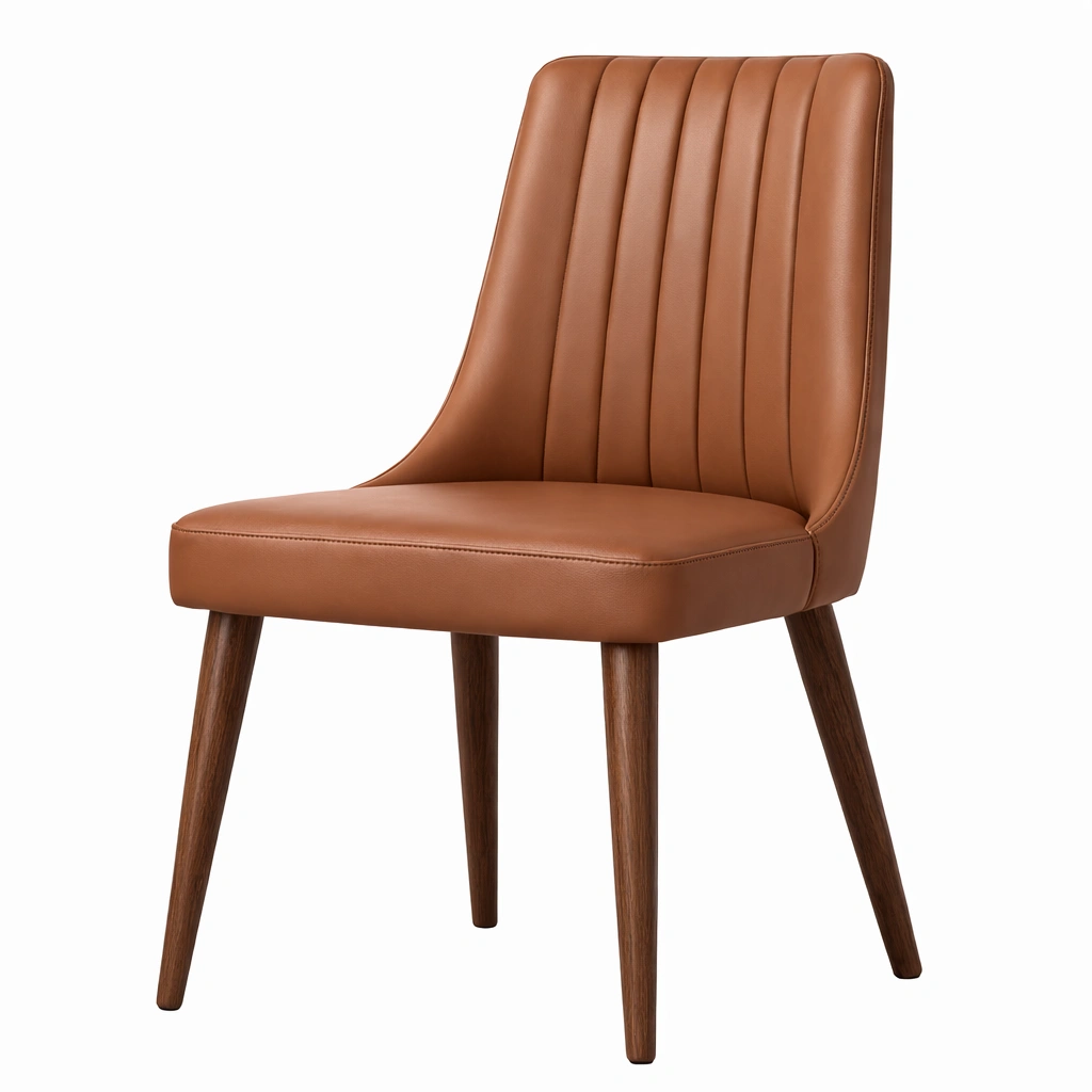 Essstuhl Kunstleder Braun 45x55x85cm-DECORELEVATIA