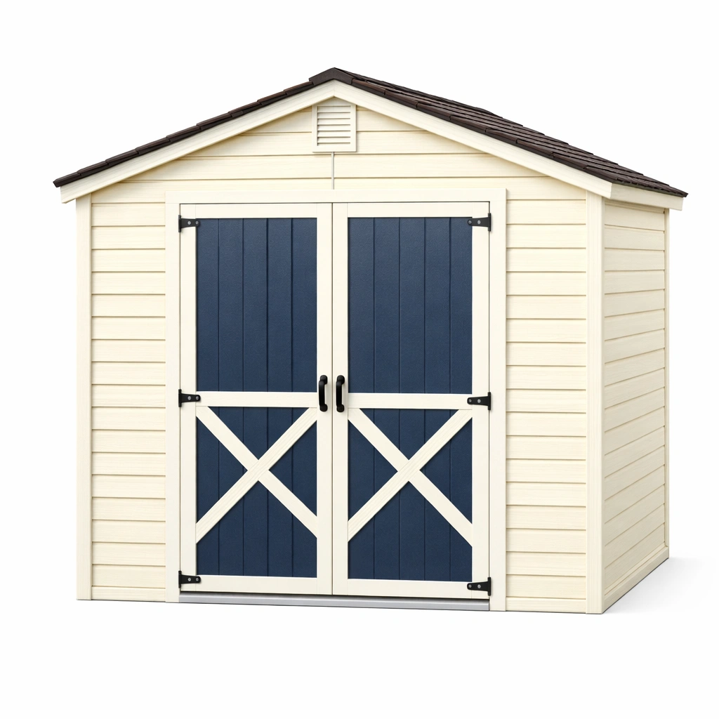 Gartenhaus Polypropylen Beige Blau mit Doppeltür 255x230x210 cm-DECORELEVATIA