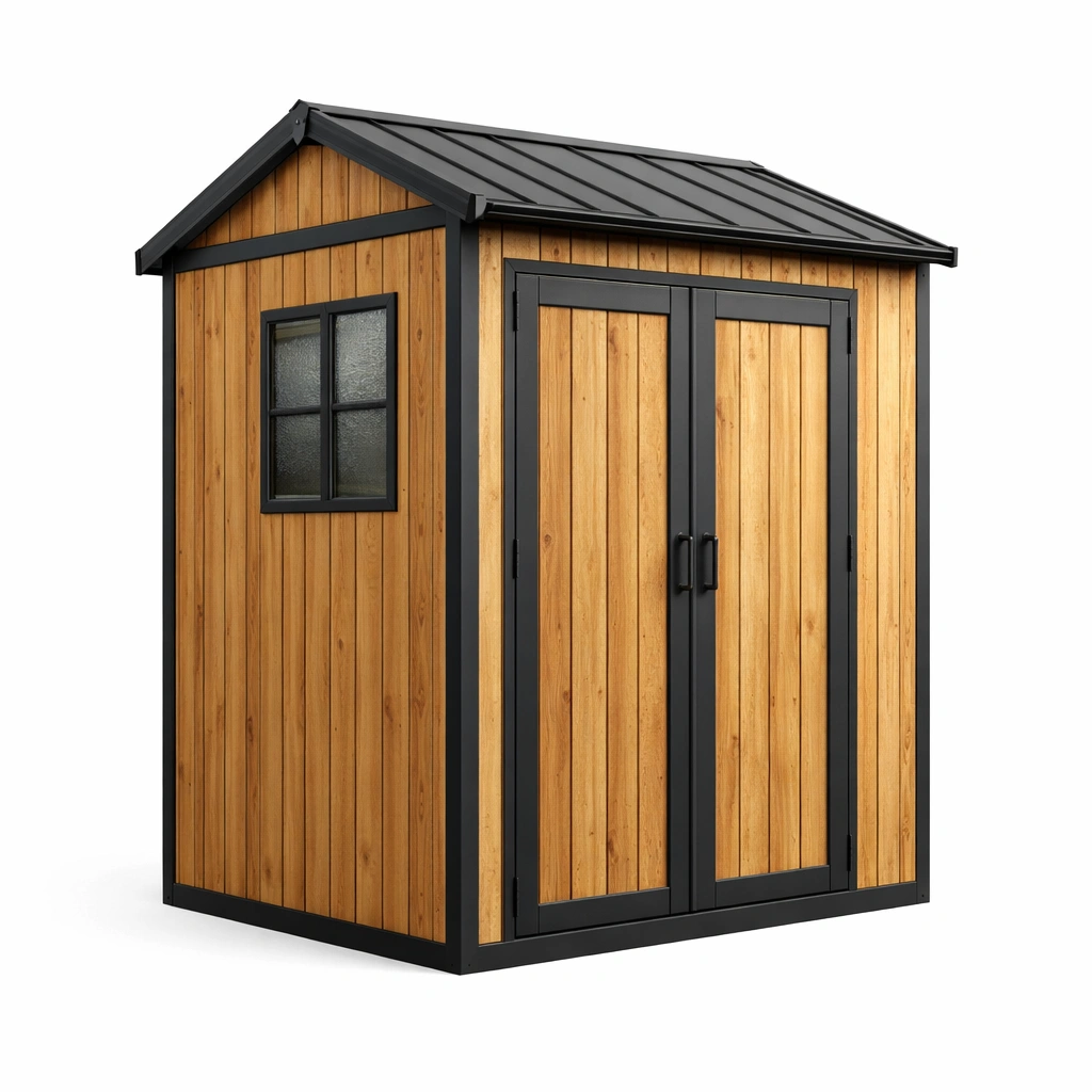 Gartenhaus Holz Metall mit Fenster 200x150x220 cm-DECORELEVATIA