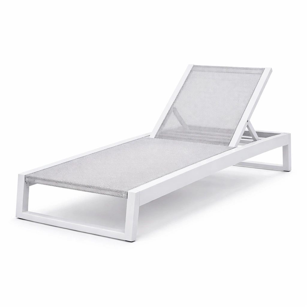 Gartenliege Aluminium Textilene Weiß Verstellbar-DECORELEVATIA