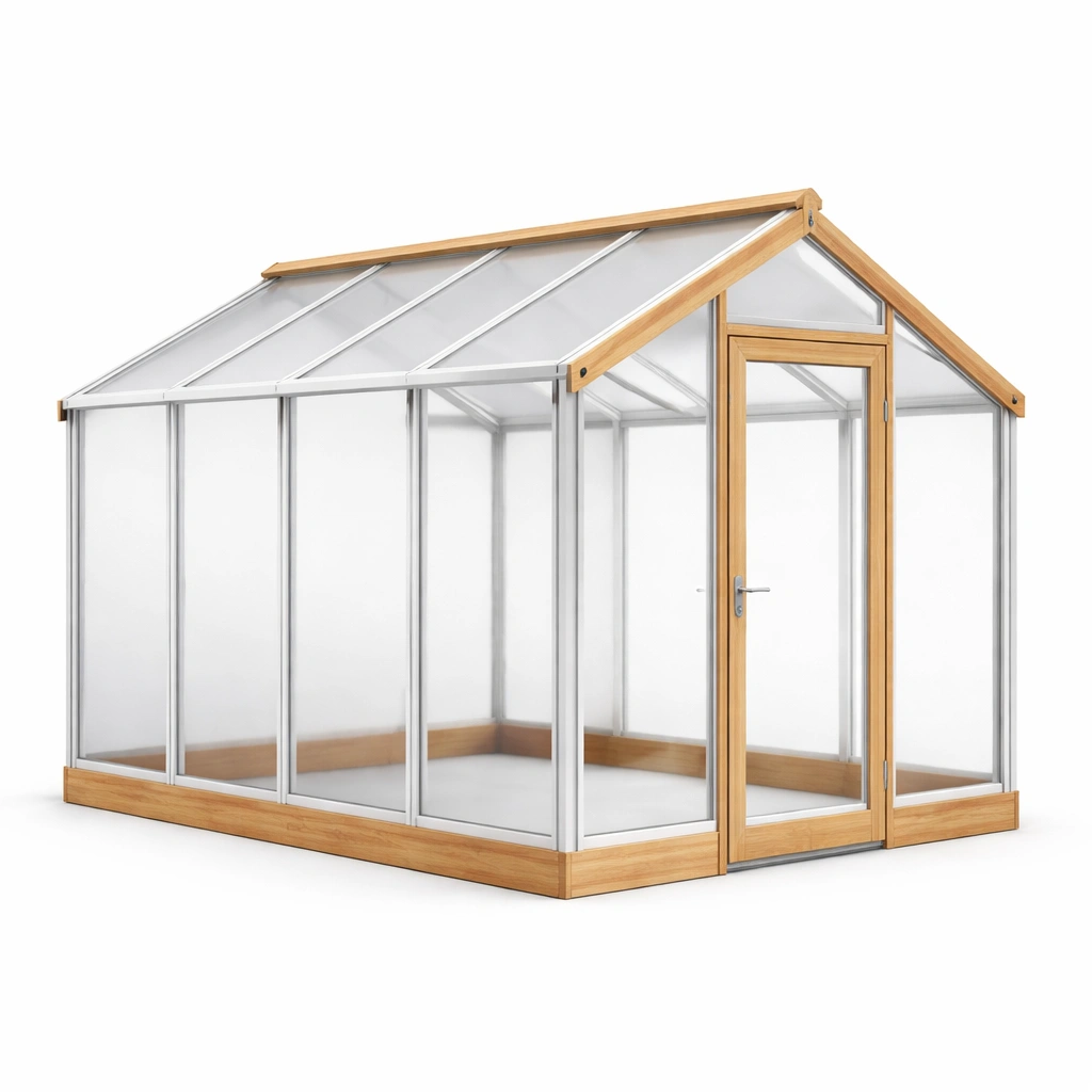 Gewächshaus Aluminium Holzoptik Polycarbonatplatten 300x200x250 cm-DECORELEVATIA