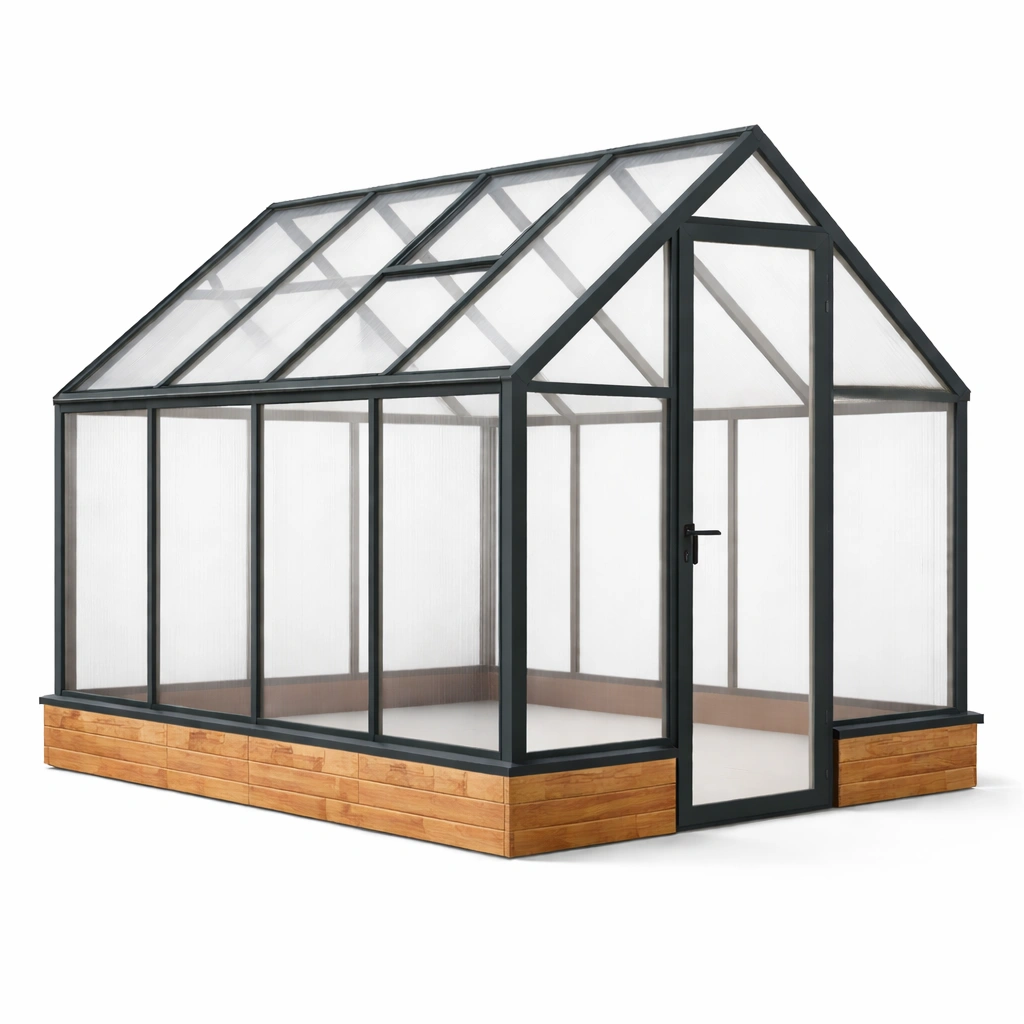 Gewächshaus Aluminium Polycarbonatplatten Schwarz 310x185x209 cm-DECORELEVATIA