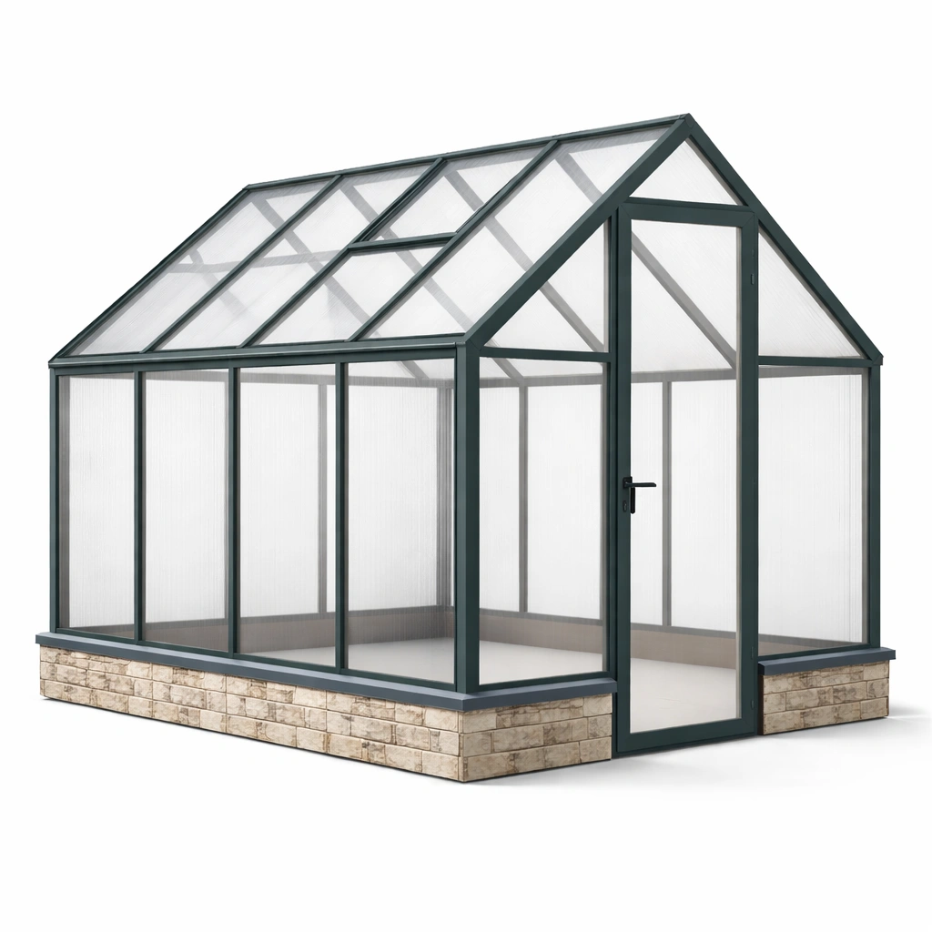 Gewächshaus Aluminium Polycarbonatplatten Anthrazit 300x200x220 cm-DECORELEVATIA