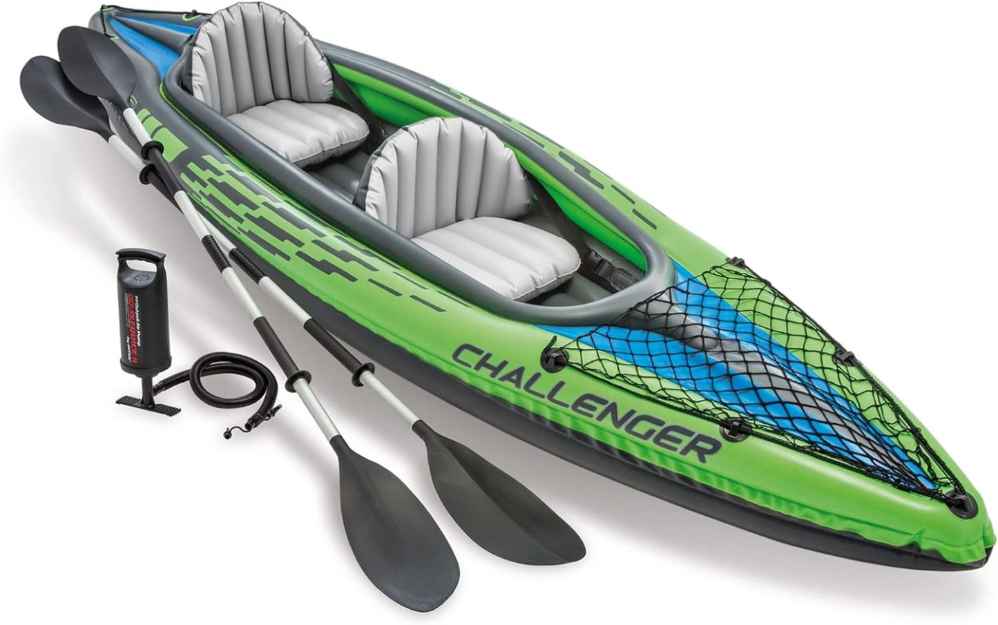 IthtNTEX Cththallenger Inflatable Kayak: Deluxe 86-inch Kayak Paddle and High-Output Pump – Super Strong PVC – Adjustable Seat with Backrest – Removable Tail Fin – Cargo Storage Net