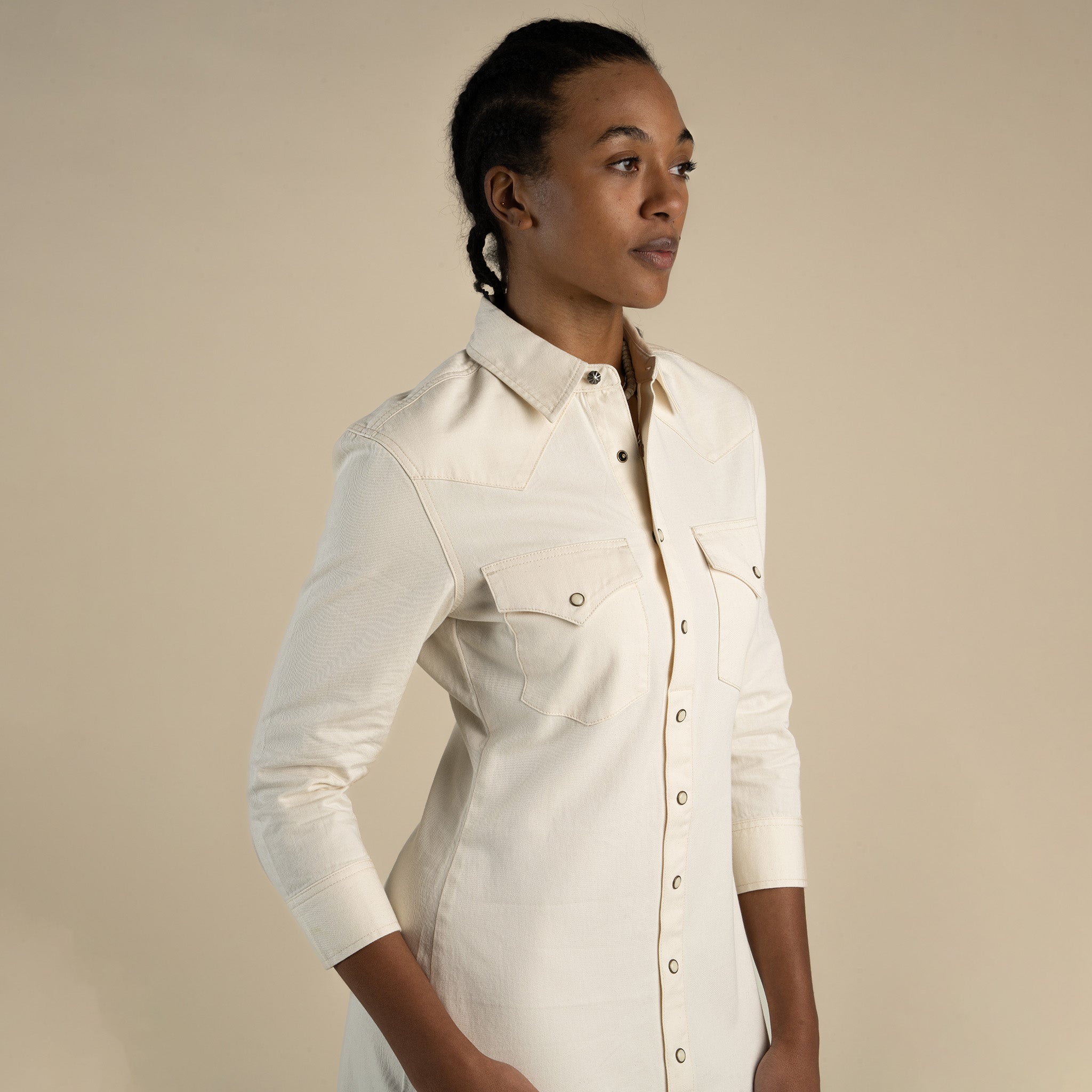 The Annie Pearl Snap Shirtdress多2