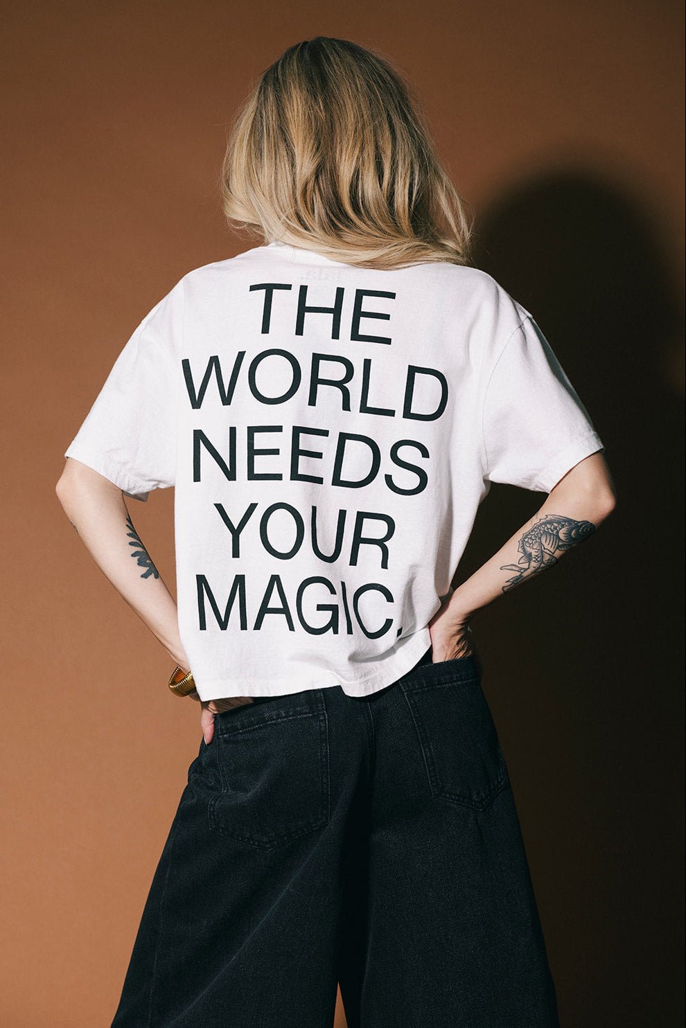 The World Needs Your Magic Crop Tee in White