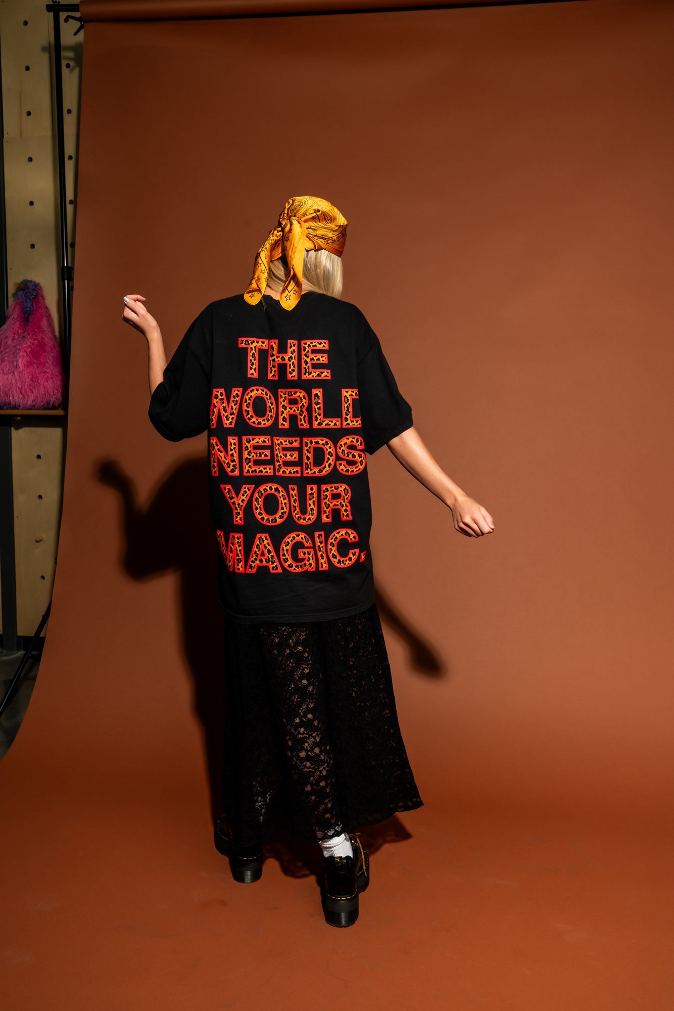 The World Needs Your Magic Oversized Tee in Black + Leopard *RESTOCKED*