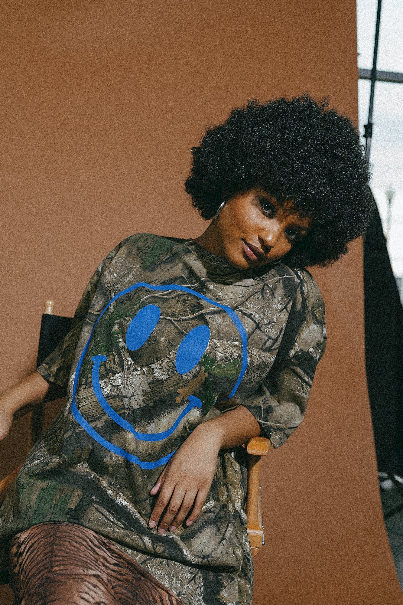 The World Needs Your Magic Oversized Camo Tee in Blue