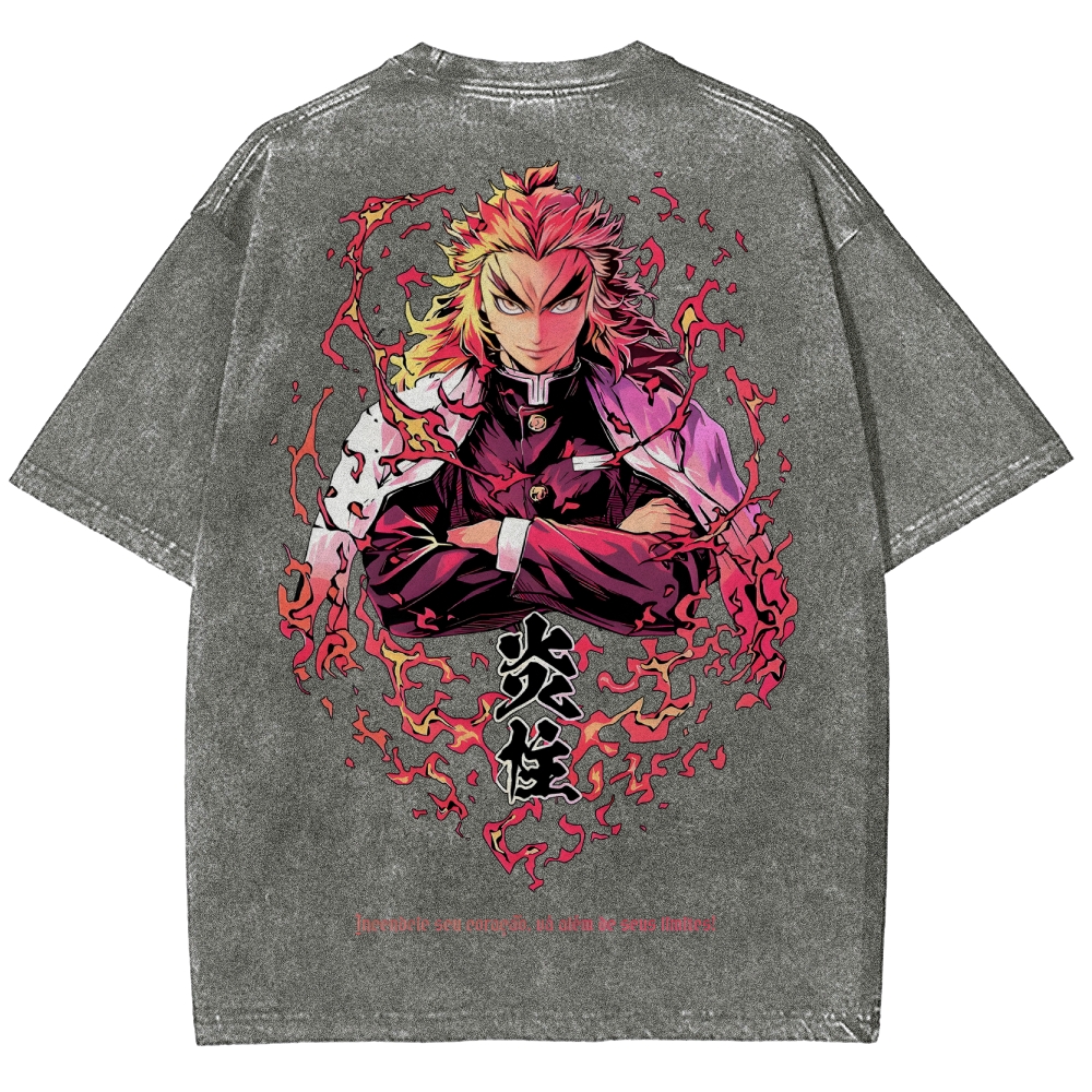 Demon Slayer Rengoku Kyoujurou Unisex Fit Washed T-Shirt