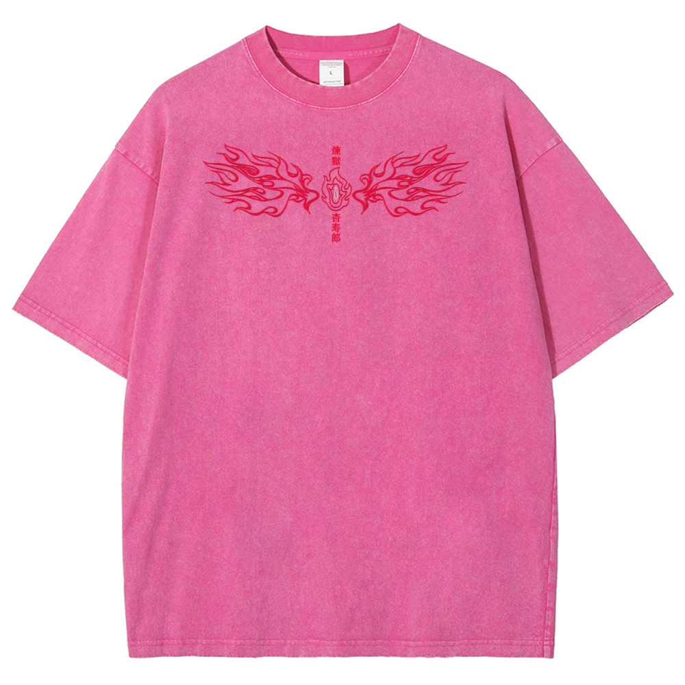 Demon Slayer Rengoku Kyoujurou Unisex Fit Washed T-Shirt